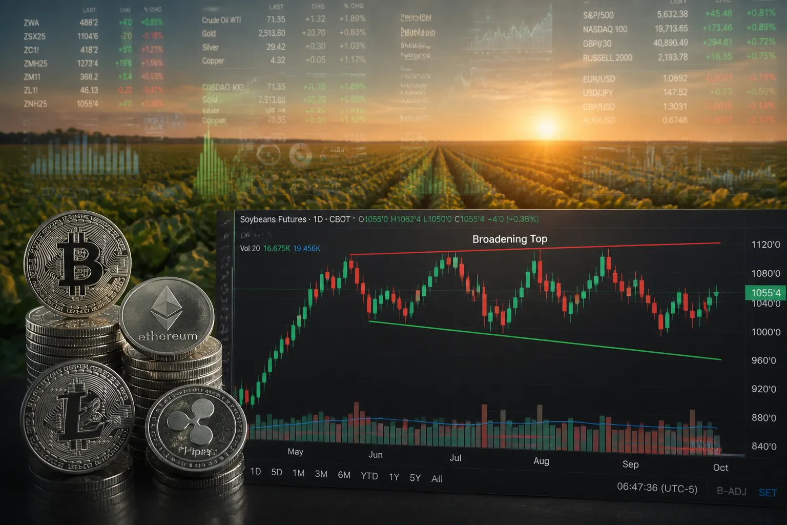 Veteran Trader Peter Brandt Applies 1977 Soybean Broadening Top Pattern to Bitcoin, Signals Bottom in October